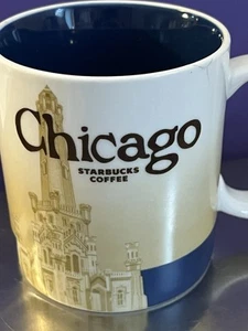 Starbucks CHICAGO 2009 Coffee Mug 16 oz Global Icon - RARE Style! ~ GOOD - Picture 1 of 5