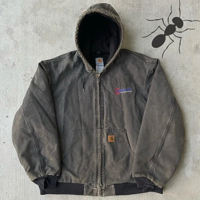 Chaqueta de trabajo vintage Y2K Carhartt J130 negra con capucha Foto 1 de 4