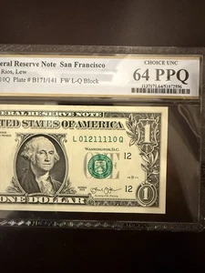 2013 $1 Dollar Bill True Trinary  4 in  Row5ofkindPCGS 64PPQ UNC L01211110Q   71 - Picture 1 of 4