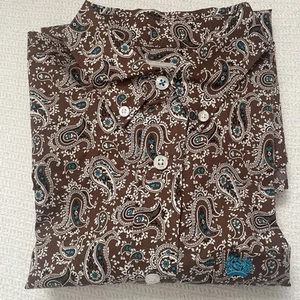 NWT Cinch Brown Paisley Boys Button Down Long Sleeve Western/Rodeo Shirt Size 12 - Picture 1 of 11