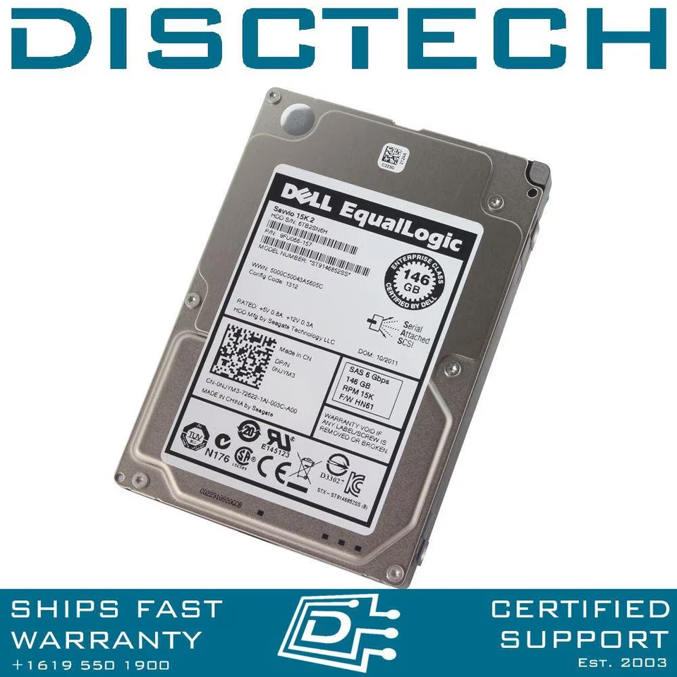 NEW Dell NJYM3 146GB 15K SAS SFF ST9146852SS Seagate Equallogic HDD - Image 1 of 2
