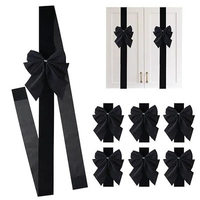 Velvet Cabinet Ribbon Bows, Bow for Halloween, Christmas Cabinets, Black - Image 1 of 4