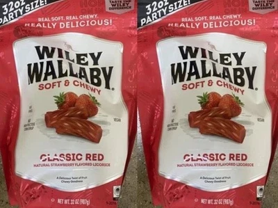 Wiley Wallaby Soft Chewy Classic Red STRAWBERRY Australian Licorice 32 oz 2 PACK - Image 1 of 3