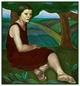 Girl On A Hill by Canadian Artist Prudence Heward Counted Cross Stitch Pattern - Picture 1 of 4