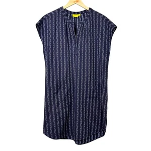 Roller Rabbit Erica Wilson Natori Blue Embroidered Boho Shift Tunic Dress Medium - Picture 1 of 7