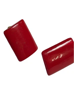 Pair Vintage Estate Art Deco Red Bakelite Abstract Modernist Clip On Earrings! - Picture 1 of 4