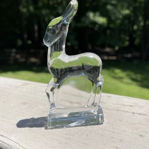 Vintage Kunst Glas glasklar Hirsch Rehkitz Fostoria Figur Regal Sitter - Bild 1 von 8