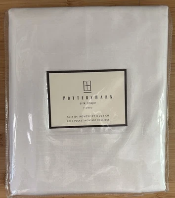 NEW Pottery Barn Ivory Silk Drape Rideau 50" x 84" Pole Pocket Lined - Image 1 of 4