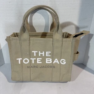 SMALL Marc Jacobs Beige The Tote Bag Canvas Crossbody Bag NO STRAP - Picture 1 of 16