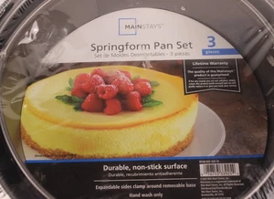 Mainstays Springform Pan Set (3) Pieces 8” 9” 10” Durable Non stick Surfaces - Picture 1 of 7