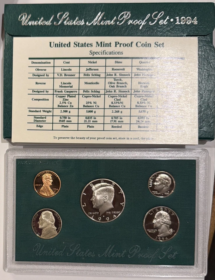 Набор монетных дворов США 1994-S 1C-50C пруф - Изображение 1 из 1
