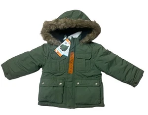 NWT Carter's Green Hooded Fleece Lined Winter Coat Size 2T - Picture 1 of 4