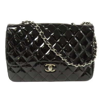 Bolso de Hombro Chanel CC SHW Grande Clásico Cadena Charol Negro Foto 1 de 4