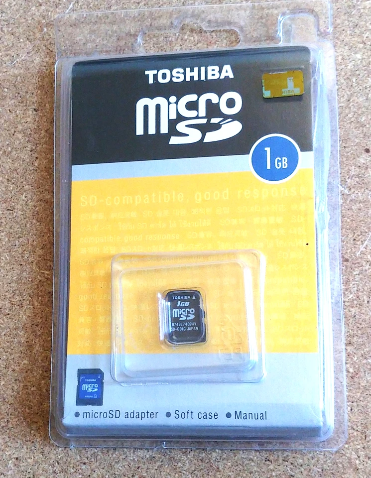 Original Authentic Toshiba 1GB MicroSD Memory Card. Blister Pack, MADE IN JAPAN. - Image 1 of 4