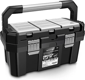 17-Inch Tool Box with Removable Tray with Stainless Steel Dual Lock Secured,Smal - Picture 1 of 6