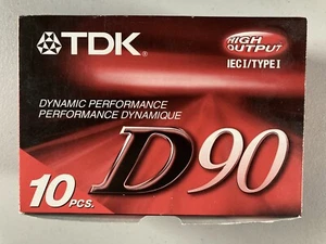 TDK 90 Min Audio Cassette D-90 Type I Box of 10 Tapes • NEW • Blank Media + Case - Picture 1 of 2