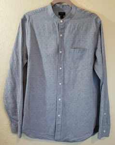 J Crew Leinenmischung Mandarinkragen Langarm Knopfleiste Hemd Damen mittelblau - Bild 1 von 8