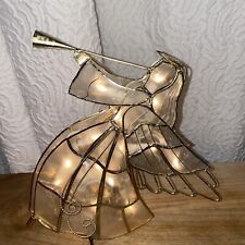 Angel Christmas Tree Topper GE Capiz Shell Gold 16 Lights Up Double-Sided Works