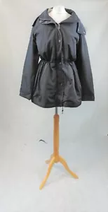 LAND'S END TWO WAY ZIPPER FUR HOOD JACKET BLACK SIZE UK S NH013 CC 09 - Picture 1 of 6