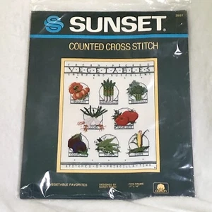 SUNSET Kit Punto Croce Contato VORTAGGI PREFERITI 2931 Nuovo Corn Peas Pomodori - Foto 1 di 10
