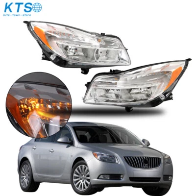 For 2011-2013 Buick Regal Headlight Halogen Headlamp Chrome Left+Right Side - Image 1 of 4