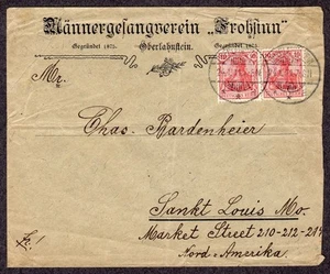 GERMANY 1911 Glee Club Advertising Cover Oberlahnstein to Saint Louis MO - Picture 1 of 1