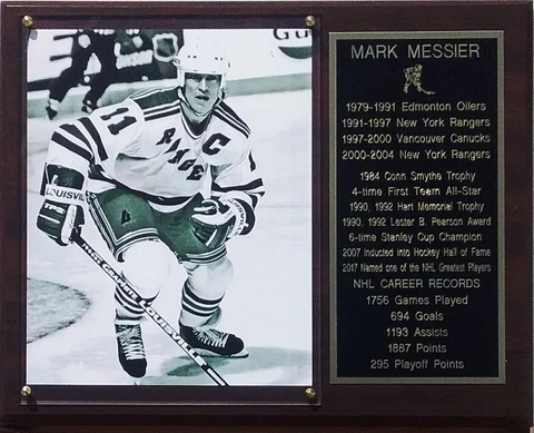 Mark Messier New York Rangers 12x15 Cherry-Finished Stats Plaque Cover
