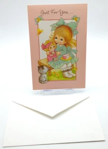 Vintage 1970s Olympicard Greeting Birthday Card And Envelope Girl With Doll - Picture 1 of 4