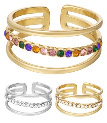 Edelstahlring Damen Ring Natursteine Edel 13mm Rose gold rosa grün Modern Beauty - Bild 1 von 4