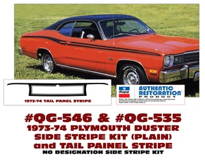 QG-546 & QG-535 1973 1974 PLYMOUTH DUSTER PLAIN SIDE & TAIL PANEL STRIPE DECAL - Bild 1 von 1