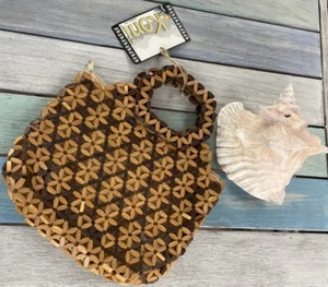 Wooden Floral Hawaiian Beaded Purse Handbag Wood Beads - Picture 1 of 7
