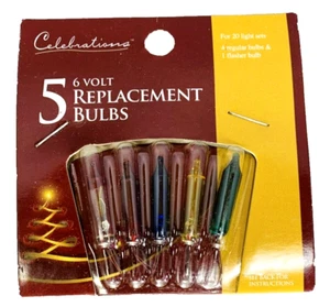 6 volt Christmas Light Bulbs Multicolor Mini Replacement for 20 Light String 5pk - Picture 1 of 4