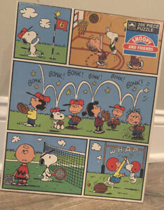 Golden Peanuts Snoopy And Friends Sports 200 Piece  Jigsaw Puzzle RARE Vintage
