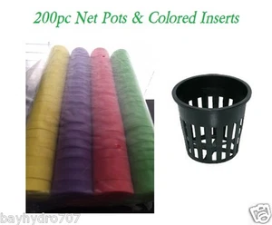 200pc HydroFarm 2" Net Pots & 200pc 2" x 1/2" Colored Inserts GRPY $$ BAY HYDRO - Picture 1 of 5