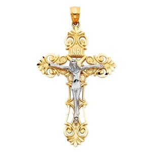 14K echt 2 Ton Gold Jesus Kruzifix Kreuz religiös Anhänger 6,5 Gramm - Bild 1 von 2