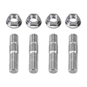 4PCS 10mm M10x1.25 Stainless Steel Studs & Serrated Nuts Manifold Flange Kit - Picture 1 of 11