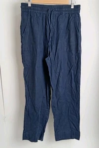 Sigrid Olsen Trousers Women's 100% Linen Wide Leg Cropped Blue Size Large - Picture 1 of 3