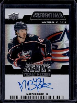 2022 Upper Deck Credentials Debut Ticket Marcus Bjork #DTAA-BK Auto Grey 274/299 - Image 1 of 2