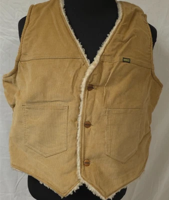 Chaleco Vaquero Western De Colección Años 70 Maverick Pana Sherpa Forrado Para Hombres XL Tostado Hecho en EE. UU. Foto 1 de 4