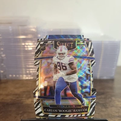 2021 Panini Select Carlos "Boogie" Basham #92 Zebra Prizm Die Cut Buffalo  - Image 1 of 2