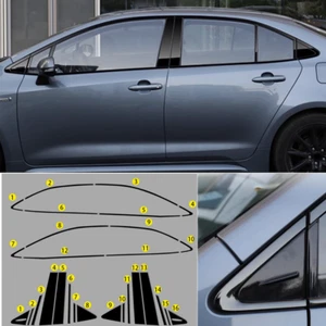 For Toyota Corolla Sedan 21-24 Black steel Windows Strip Cover Pillar Posts trim - Picture 1 of 10