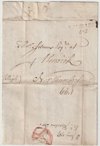 1787 RARE S SHIELDS 282 RARE 1st TYPE MILEAGE PMK LETTER TO THOMAS ADAMS ALNWICK - Picture 1 of 3