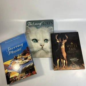 Coffee Table Book Lot of 3 Mexico Recipe Deer Cats Hardcover Vintage Animals - Picture 1 of 20