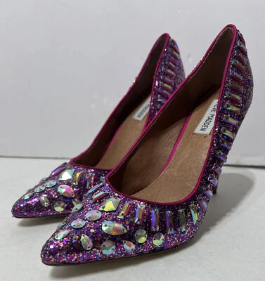 Steve Madden Pink GALAXXILE Jeweled Rhinestone Stiletto Pump Shoes Size 9 M - Image 1 of 4