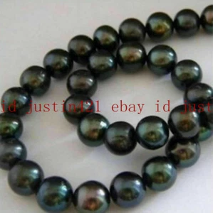 Natural 9-10mm Black Freshwater Cultured Pearl Loose Beads 15'' - Picture 1 of 4