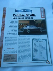 Cadillac Seville 1985 Fiche Technique Auto - Imagen 1 de 1