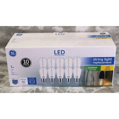 10 Pack GE LED 1Watt Soft White String Light Replacement S14 Outdoor Bulbs - Image 1 of 4