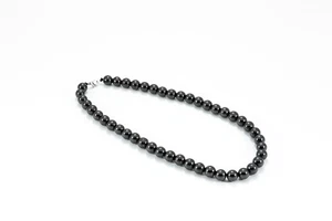 Shungite Necklace beads 10 mm rare mineral EMF protection - Picture 1 of 4