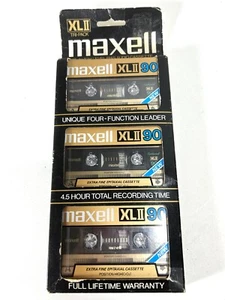 VINTAGE 3-PACK EXTRA FINE EPITAXIAL MAXELL XLII 90 BLANK AUDIO CASSETTE TAPES - Picture 1 of 4