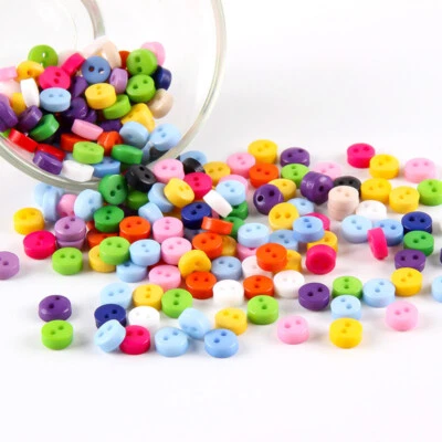 200pcs 6mm Mini Buttons Round Resin Doll Clothing Sewing Handmade 2 holes DIY  - Image 1 of 4